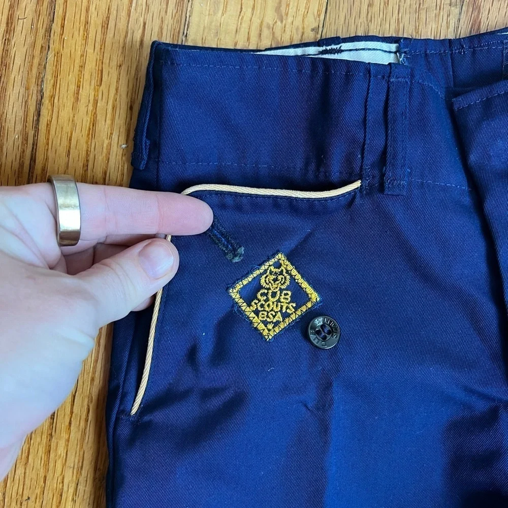 Vintage 1950s–60s Cub Scouts BSA Uniform Pants – Navy Blue with Gold Piping 🤎